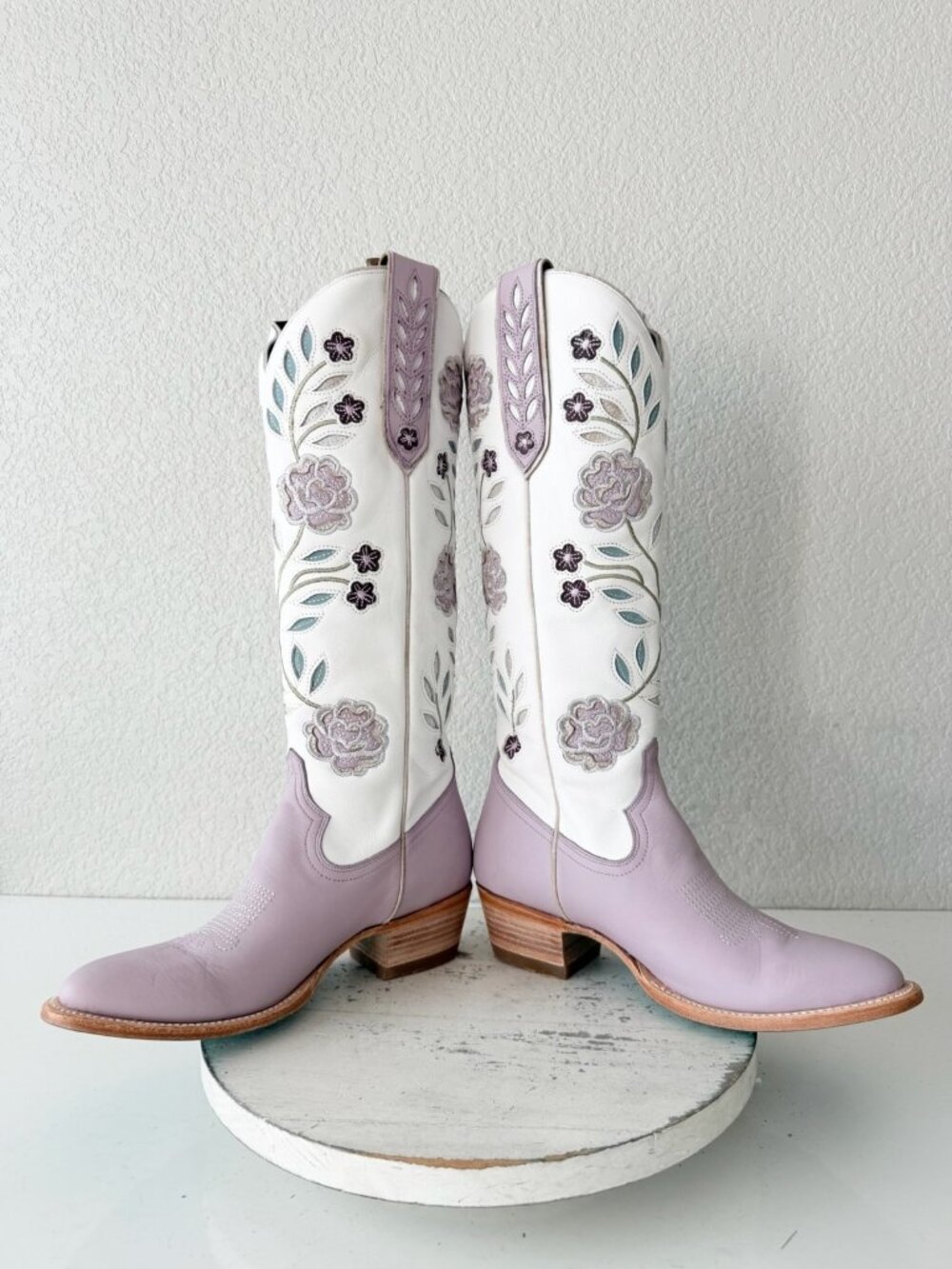 Lane KENZIE Knee High Womens Cowboy Boots Purple White Western Cowgirl Tall 8.5 - Picture 8 of 13
